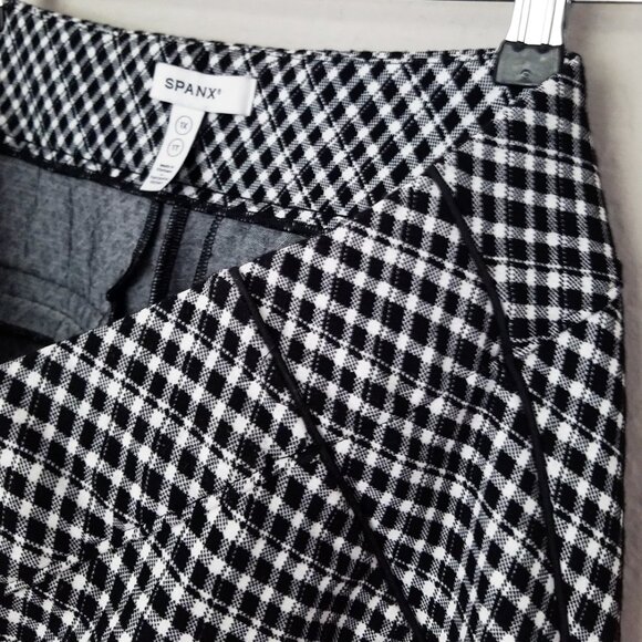 Spanx Super Smooth Perfect Fit Ponte Jacquard Wide Leg Black Plaid Checkered 1X - Picture 15 of 16